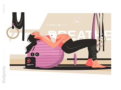 Woman on ball perform workout illustration