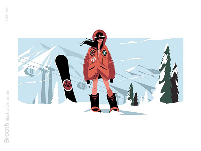 Girl with snowboard illustration character flat girl illustration kit8 nature snowboard sport vector winter