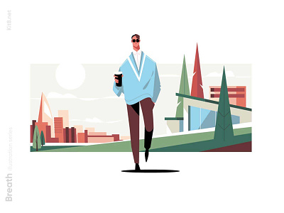 Man in pullover walk on city illustration character flat illustration kit8 man pullover street stylish vector walk