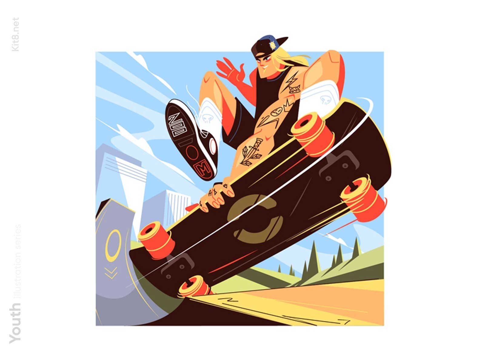 Young skater boy on board illustration by Anton Fritsler for Kit8 on ...