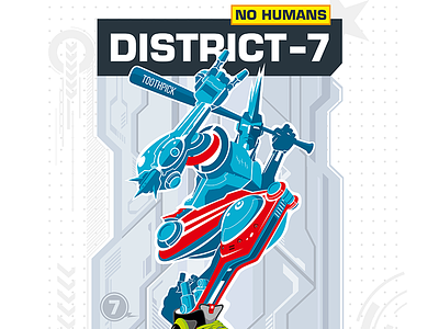 Armed robot from District 7 - vector illustration armed district illustration kit8 robot urban vector