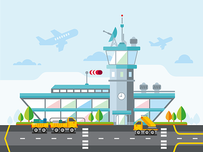Airport Flat Vector Illustration