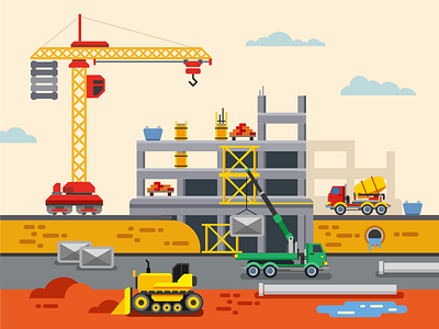 Building Construction building construction crane illustration kit8 vector