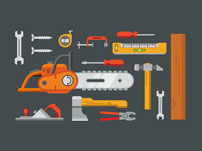 Construction tools flat icons kit8 tools vector