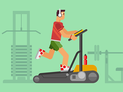 Athlete running on a treadmill illustration character flat gym illustration kit8 man run side sport treadmill vector workout