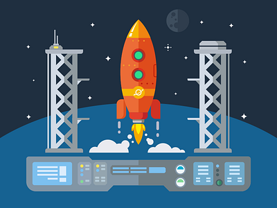 Rocket Startup flat illustration flat illustration kit8 rocket startup vector