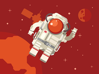 Astronaut in Outer Space astronaut flat kit8 llustration outer space planet satellite space station vector