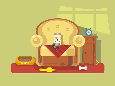 Home Pet animal chair character dog flat furniture home illustration kit8 pet puppy vector