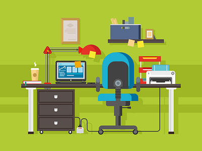 Office workplace by Anton Fritsler (kit8) for Kit8 on Dribbble