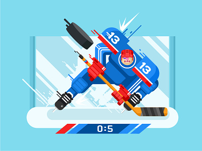 Hockey player character character flat hockey illustration kit8 man play player skate sport stick vector