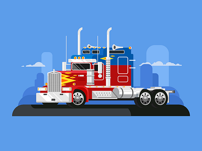 Fura truckers cargo chrome flat illustration kit8 logistic lorry shipping transport truck vector vehicle