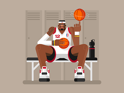 Basketball Player basketball character flat illustration kit8 man player profeccional sit. black sport vector