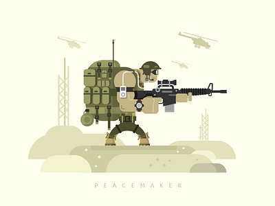 Peacemaker character flat gun illustration kit8 man military peacekeeper peacemaker soldier vector war