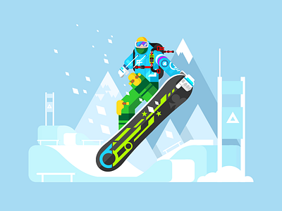 Snowboarder cartoon character extreme flat illustration jump kit8 mountain snowboard snowboarder sport vector