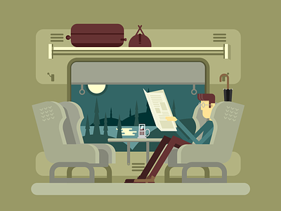 Passenger train chair character flat illustration kit8 passanger train vector