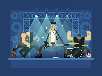 Rock band band concert drum event flat guitar illustration kit8 music rock stage vector