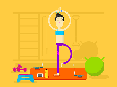 Fitness yoga exercise fitness flat girl illustration kit8 sport vector yoga