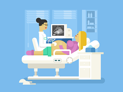 Ultrasound of a pregnant woman doctor flat health illustration kit8 medical mother pregnant ultrasound vector woman