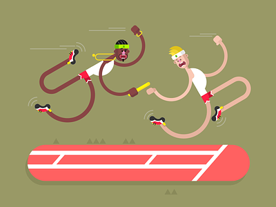 Relay athletics athlete athletics character flat illustration kit8 relay run sport stadium team vector