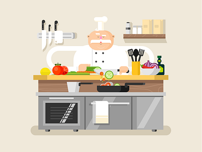 Cook character cook flat illustration kit8 kitchen man vector