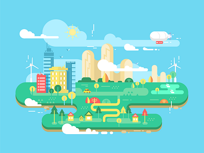 Green city building city ecology energy environment flat green illustration kit8 town vector