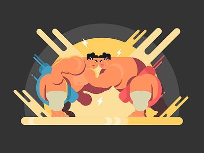 Sumo athletes fight