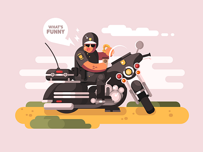 Police officer on motorcycle bike character donut flat illustration kit8 man motorcycle officer police vector