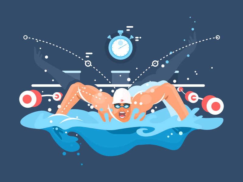 Swimmer front butterfly sport swim man illustration vector flat kit8