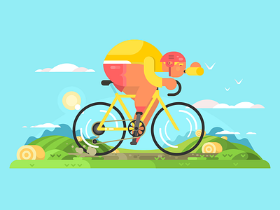 Cyclist bike character cycle cyclist flat illustration kit8 ride sport vector workout