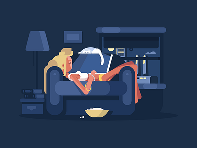 Blond woman relaxing character flat girl illustration kit8 laptop relax vector woman