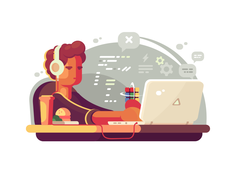 Web developer website development internet technology computer laptop web character illustration vector flat kit8