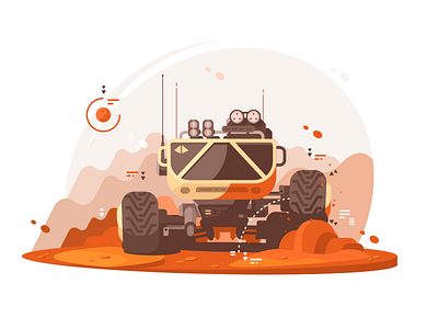 Mars Rover flat illustration kit8 mars planet rover science transport vector