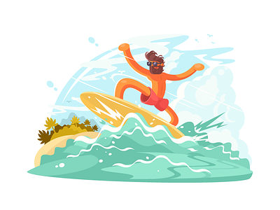Surfer guy beach flat guy illustration kit8 lifestyle summer sunglasses surfer surfing vector young