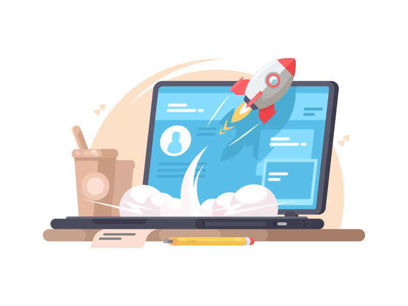 Launch of startup strategy up development creative rocket launch business success illustration vector flat kit8