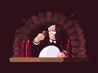 Sommelier character drink flat illustration man sommelier vector wine
