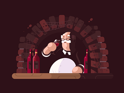 Sommelier character drink flat illustration man sommelier vector wine