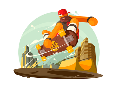 Skateboarder board city flat guy illustration kit8 lifestyle skate skateboard skater sport vector