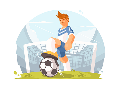 Football player athlete ball flat football footballer game illustration kit8 man soccer sport vector