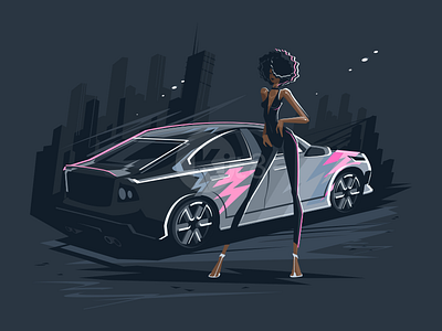 Girl AutoShow automotive autoshow beauty female flat girl illustration kit8 model saloon vector vehicle