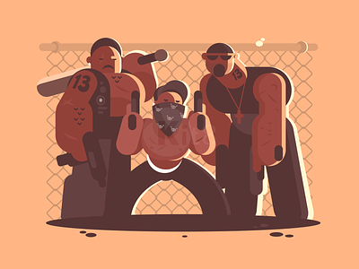 Gang character criminal flat gang illustration kit8 men vector