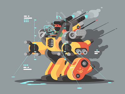 Exoskeleton character exoskeleton flat illustration kit8 man robot technology vector