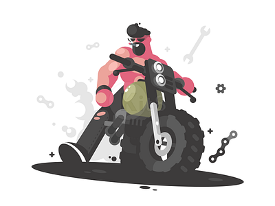 Biker biker character flat guy illustration kit8 man moto motorcycle vector