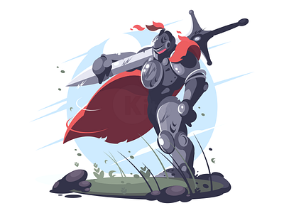 Knight character flat illustration kit8 knight man medieval sword vector
