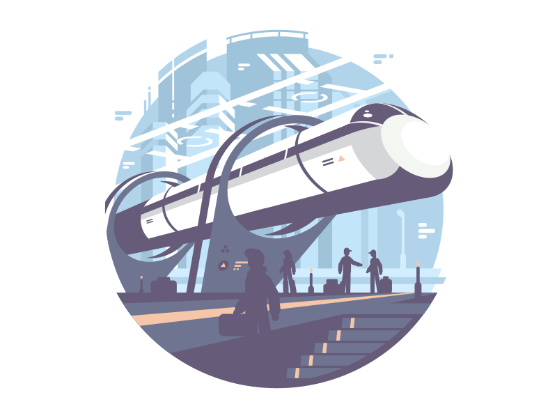 Hyperlup fast flat future illustration kit8 station train transport vector
