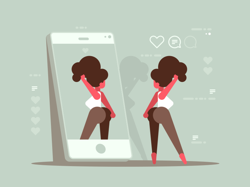 Social network blog network instagramm photo woman girl illustration vector flat kit8