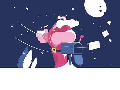 Cool Santa box character christmas flat illustration kit8 letter mail new year santa vector
