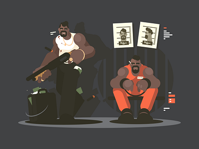 Prisoner character crime flat gun illustration jail kit8 man prisoner vector