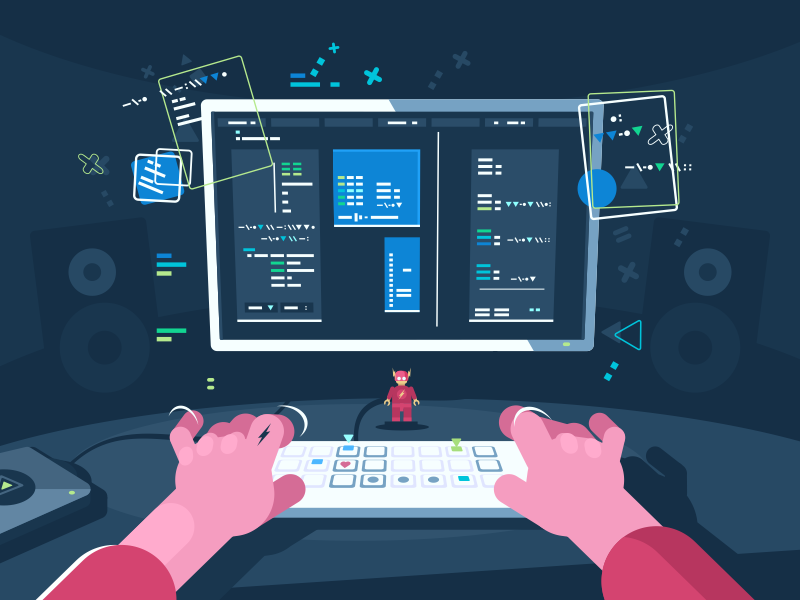 Programming illustration vector flat kit8 software information computer programming coding development