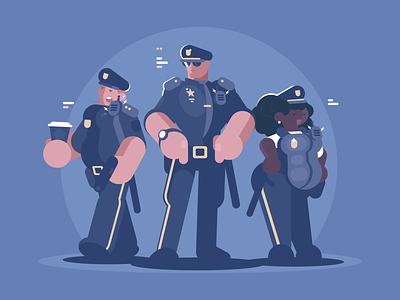 Police Kit8 Net character cop female flat illustration kit8 law male police policeman uniform vector
