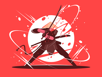 Samurai character fight flat illustration japanese katana kit8 samurai sword vector warrior weapon